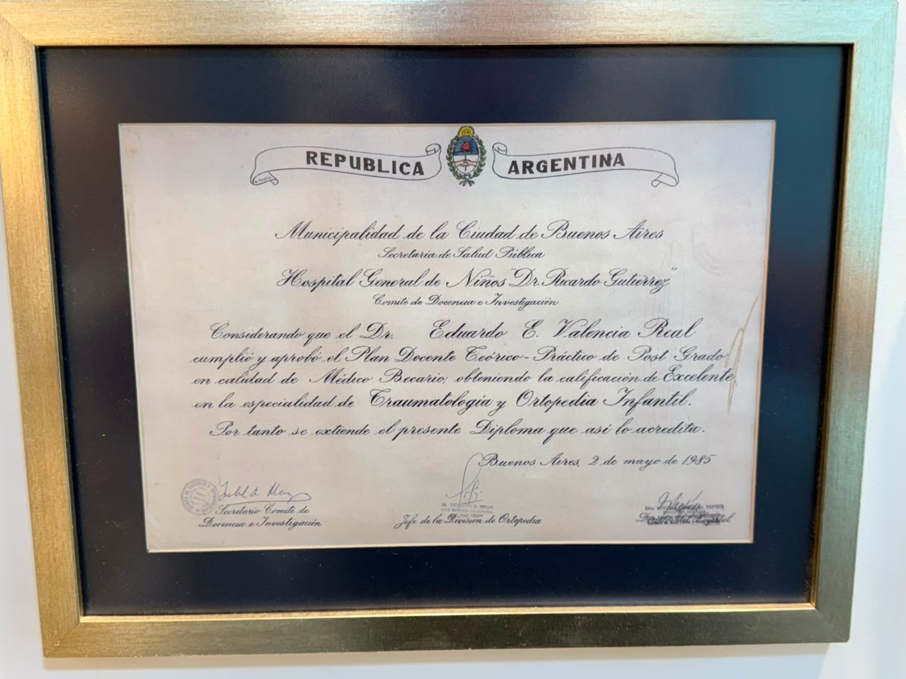 Diploma de Traumatología y Ortopedia Infantil, Hospital Ricardo Gutiérrez