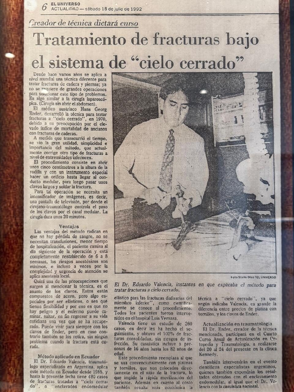 Publicación sobre tratamiento de fractura a cielo cerrado